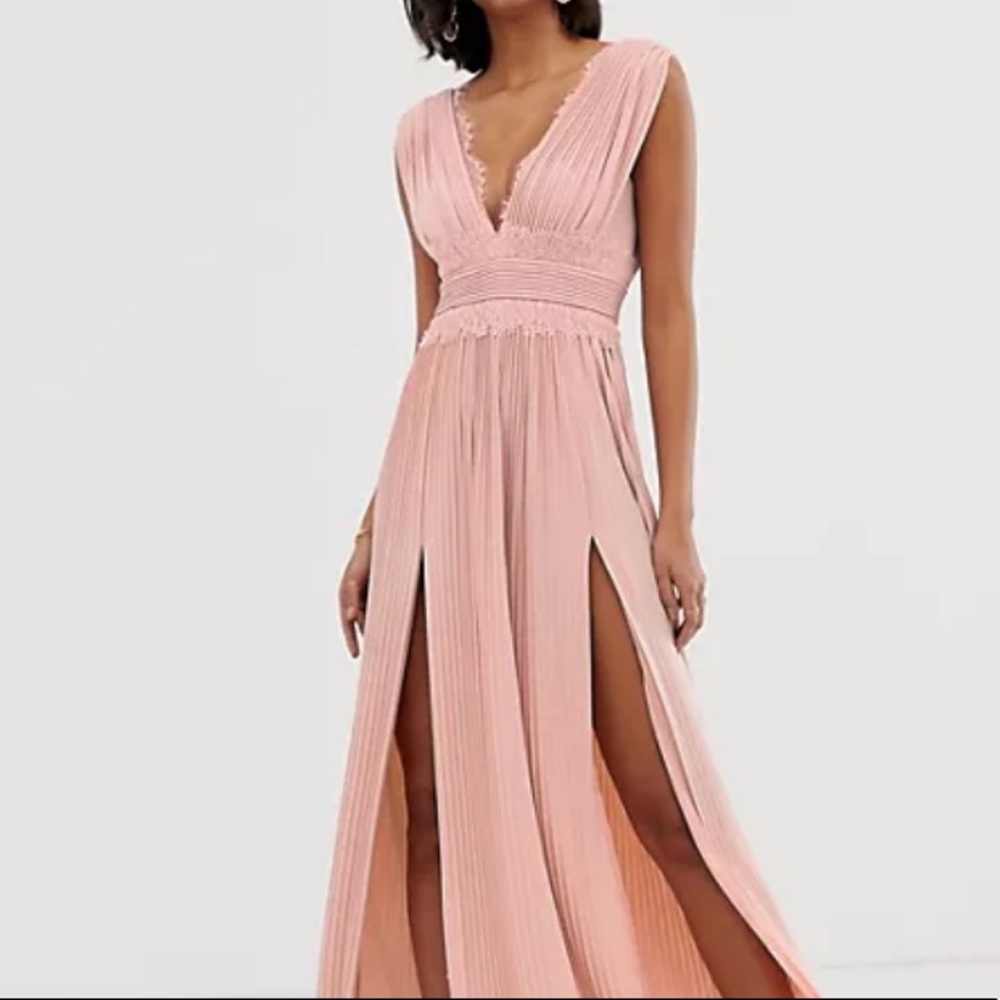 NWT ASOS Lace Insert Pleated Maxi Dress!